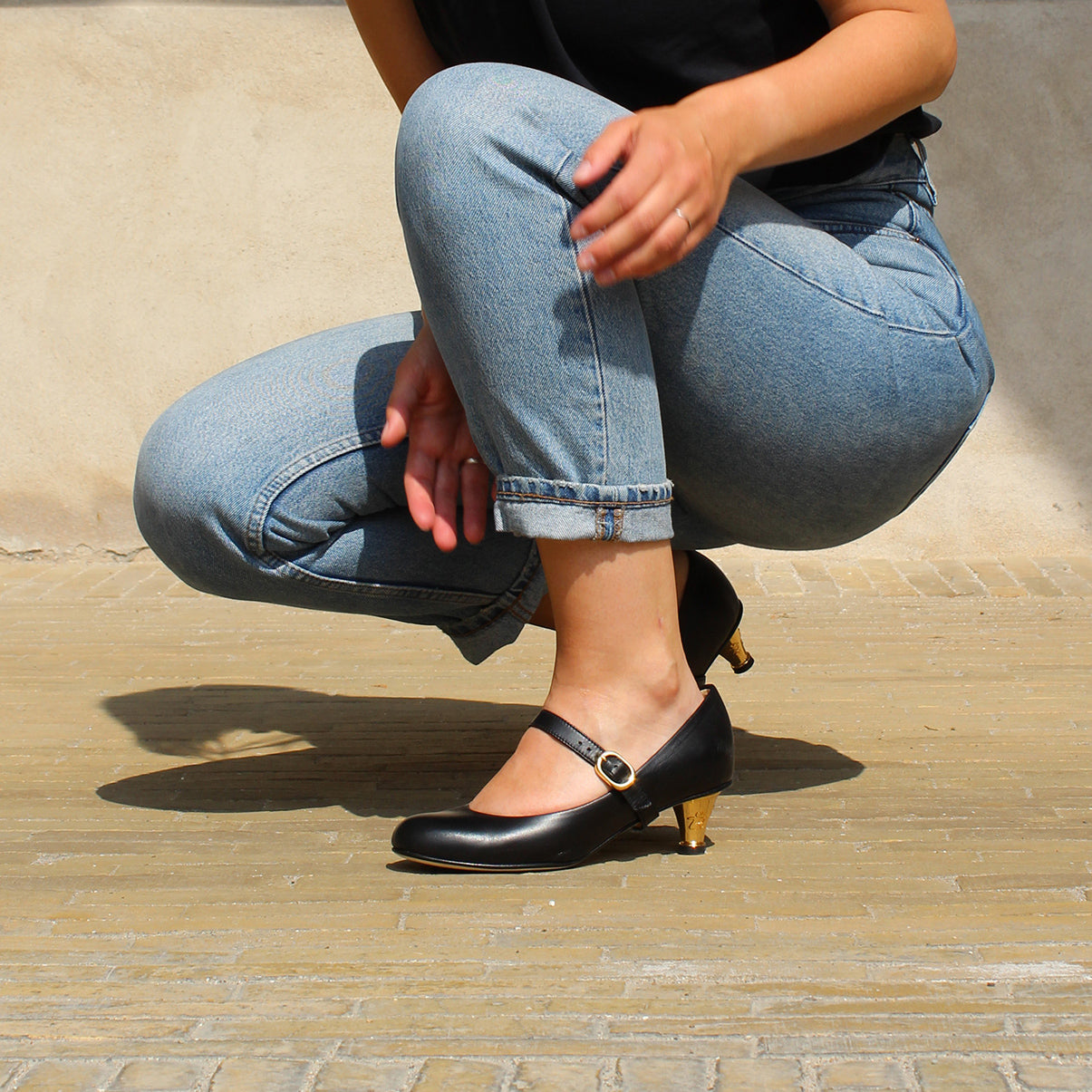BIRGITTE - Sort/nappa